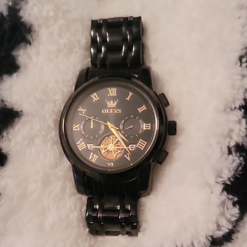 OLEVS 2859G Watch Black Chronograph Analog Quartz Date Luxury Watch 3 Subdials‎